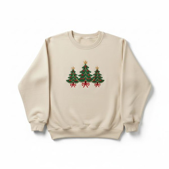 Evergreen Joy - Stitched Holiday Tree Embroidered Sweatshirt - Thegiftio UK