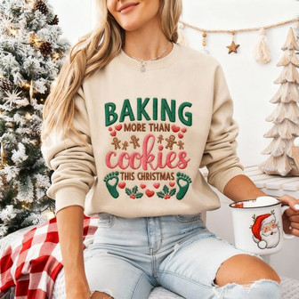 Expecting Joy - Mom's Christmas Pregnancy Embroidered Sweatshirt - Thegiftio