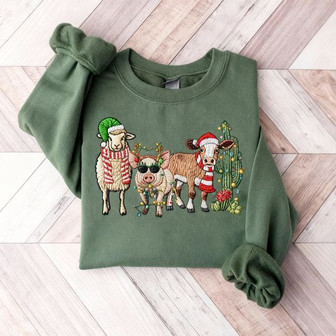 Farm Christmas Embroidered Sweatshirt - Monsterry