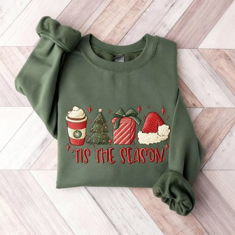 Festive Comfort - Tis The Season Embroidered Sweatshirt Style - Thegiftio UK