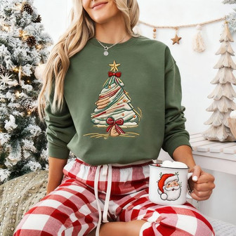 Festive Pine - Classic Holiday Tree Embroidered Sweatshirt Style - Thegiftio UK