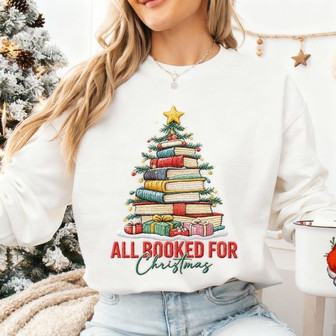 Festive Reading - All Booked Cozy Embroidered Sweatshirt Gift - Thegiftio UK