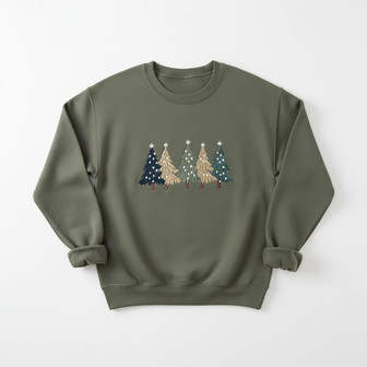 Festive Tree Comfort - A Cozy Holiday Embroidered Sweatshirt - Thegiftio UK
