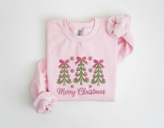 Flirty Holiday Cheer - Coquette Tree Embroidered Sweatshirt - Thegiftio UK