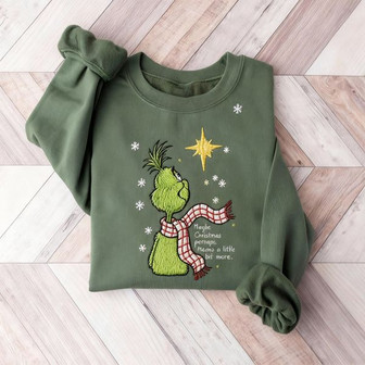 Grinch Christmas Embroidered Sweatshirt - Monsterry