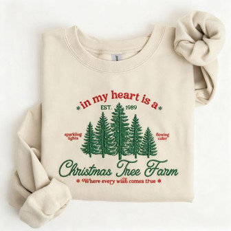Holiday Cheer - Farm Fresh Trees Cozy Embroidered Sweatshirt - Thegiftio UK
