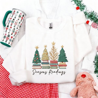 Holiday Reading - Cozy Book Lover Embroidered Sweatshirt Gift - Thegiftio UK