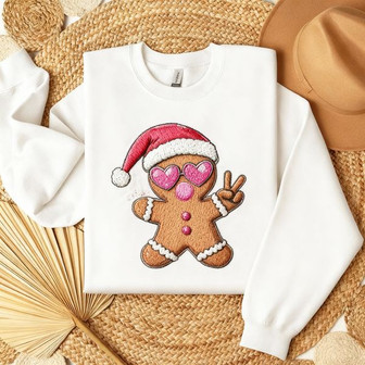 Holly Jolly Vibe - Santa Sunglasses Holiday Embroidered Sweatshirt - Thegiftio