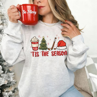 Ice Hockey Family Spirit - Game Day Embroidered Christmas Sweatshirt - Thegiftio UK