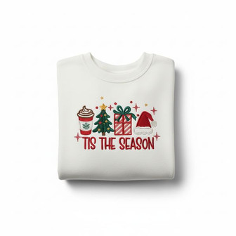 Joyful Holiday Comfort - 'Tis the Season' Embroidered Sweatshirt - Thegiftio UK
