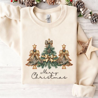 Leopard Christmas Tree Embroidered Sweatshirt - Monsterry