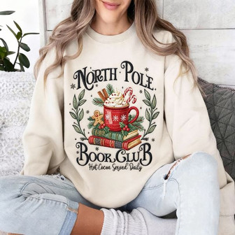 Literary Cheer - North Pole Reader's Cozy Embroidered Sweatshirt - Thegiftio UK