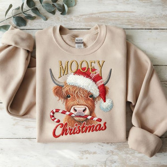 Mooey Christmas Embroidered Sweatshirt - Monsterry