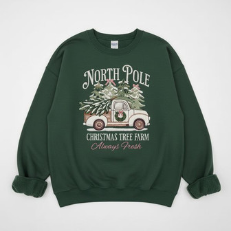 North Pole Christmas Tree Farm Embroidered Sweatshirt - Thegiftio