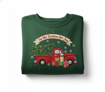 Red Truck Joy - Custom Christmas Embroidered Sweatshirt Gift - Thegiftio