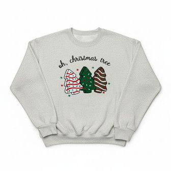 Retro Christmas Tree Cake Embroidered Sweatshirt Gift for Her - Thegiftio