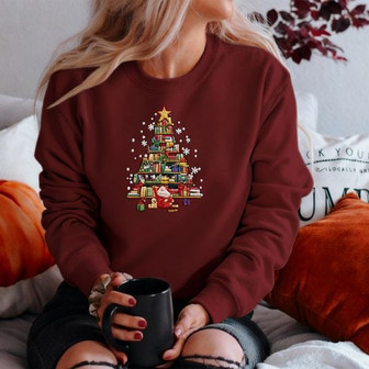 SANTA Claus Book Lover Embroidered Sweatshirt - Monsterry