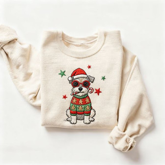 Schnauzer Christmas Embroidered Sweatshirt - Monsterry