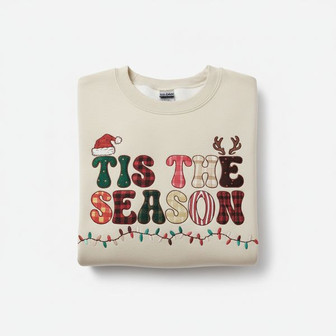 Seasonal Comfort - Festive 'Tis The Season' Embroidered Sweatshirt - Thegiftio UK