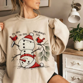 Snowman Embroidered Sweatshirt - Monsterry