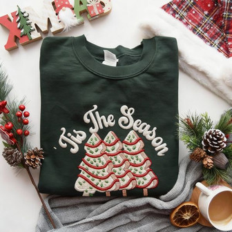 Sweet Nostalgia - Holiday Cake Embroidered Sweatshirt Delight - Thegiftio UK