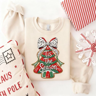 Tis The Season Christmas Tree Cake Embroidered Sweatshirt - Thegiftio