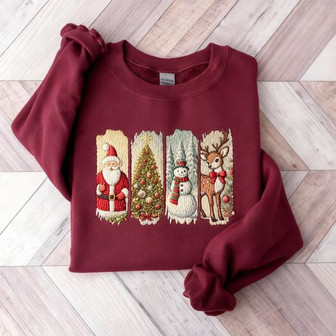 Vintage Christmas Embroidered Sweatshirt - Monsterry