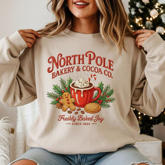 Warm Cocoa Comfort - Festive Christmas Embroidered Sweatshirt Design - Thegiftio UK