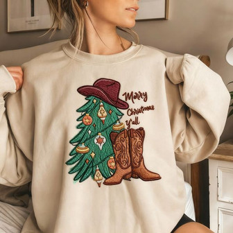 Western Christmas Embroidered Sweatshirt - Monsterry