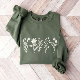 Wildflowers Embroidered Sweatshirt - Monsterry