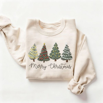 Winter Forest Cheer - Festive Evergreen Embroidered Sweatshirt - Thegiftio UK