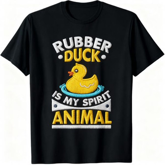 Funny Rubber Duck Spirit Animal Embroidered Unisex T-shirt Gift - Thegiftio