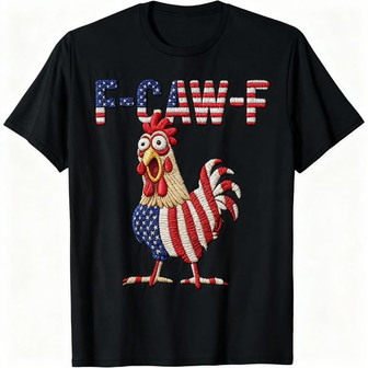 Humorous Chicken Flag Embroidered Unisex T-shirt - Patriotic Gift - Thegiftio UK