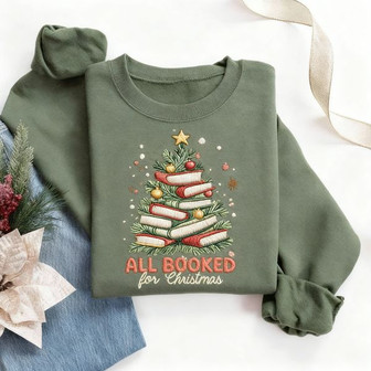 A Librarian's Christmas Wish - Literary Embroidered Sweatshirt - Thegiftio