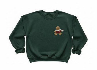 Book & Brew - Gingerbread Man Embroidered Sweatshirt Delight - Thegiftio UK