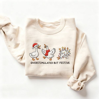 Festive Chaos - Funny Goose Embroidered Christmas Sweatshirt Gift - Thegiftio