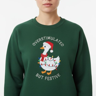 Festive Goose - Embroidered Christmas Holiday Sweatshirt Charm - Thegiftio