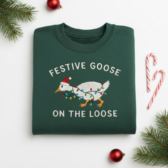 Goose Gone Wild - Hilarious Holiday Embroidered Sweatshirt Fun - Thegiftio UK