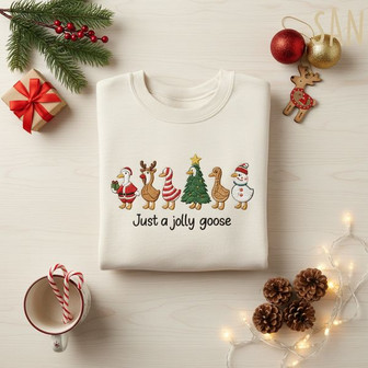 Holiday Hilarity - Festive Goose Embroidered Sweatshirt Fun Gift - Thegiftio UK