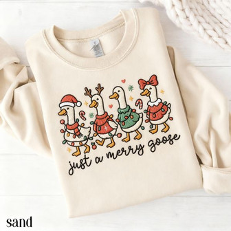 Jolly Goose Christmas Lights Embroidered Sweatshirt Crewneck Gift - Thegiftio