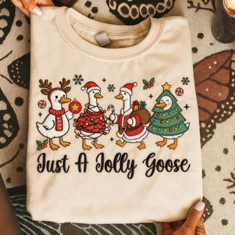 Merriment Goose - The Jolly Embroidered Sweatshirt Sensation - Thegiftio