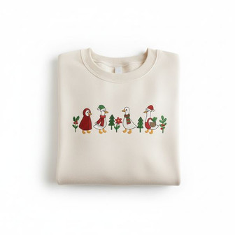 Quirky Goose Cheer - Festive Christmas Embroidered Sweatshirt - Thegiftio
