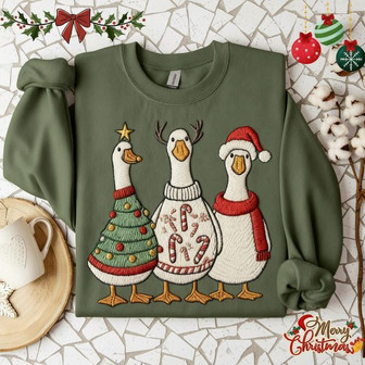 Quirky Holiday Fun - Goose Embroidered Sweatshirt Delight - Thegiftio UK