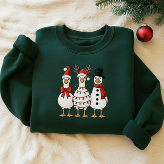 Quirky Quackmas - Embroidered Duck Holiday Cheer Sweatshirt Fun - Thegiftio UK