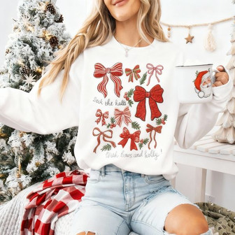 Elegant Holiday Bow Embroidered Sweatshirt Gift Idea - Thegiftio UK