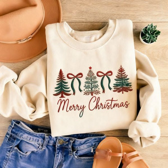 Festive Coquette Bow Sweatshirt - Embroidered Holiday Cheer Gift - Thegiftio UK