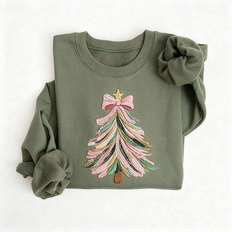 Festive Coquette Style - Embroidered Sweatshirt and Hoodie Duo - Thegiftio UK