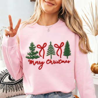 Festive Girls' Embroidered Sweatshirt - Merry Christmas Style - Thegiftio