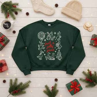 Festive Goose Delight - Christmas Embroidered Sweatshirt Comfort - Thegiftio