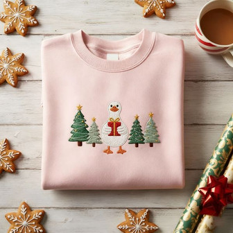 Festive Goose Gift Graphic Embroidered Sweatshirt Delight - Thegiftio UK